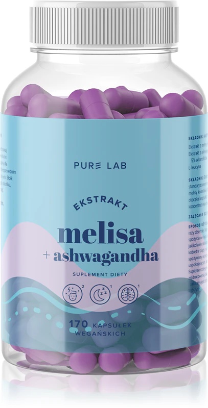 Aura Herbals Pure Lab izvleček melise 150 mg + kapsule z ašvagando za boljši spanec in regeneracijo