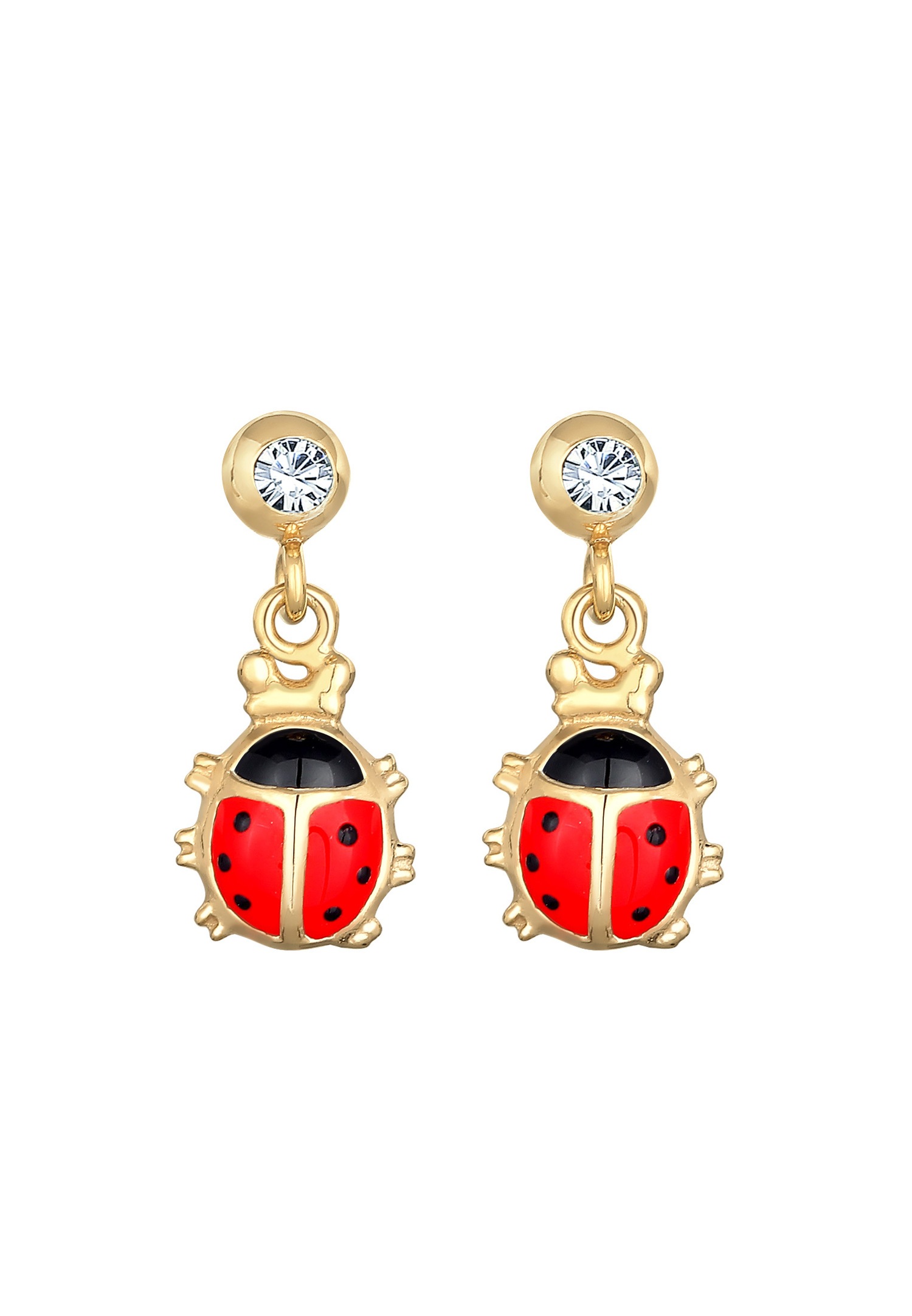 Elli Boucles d'oreilles enfants coccinelle mignon avec des cristaux en argent sterling 925
