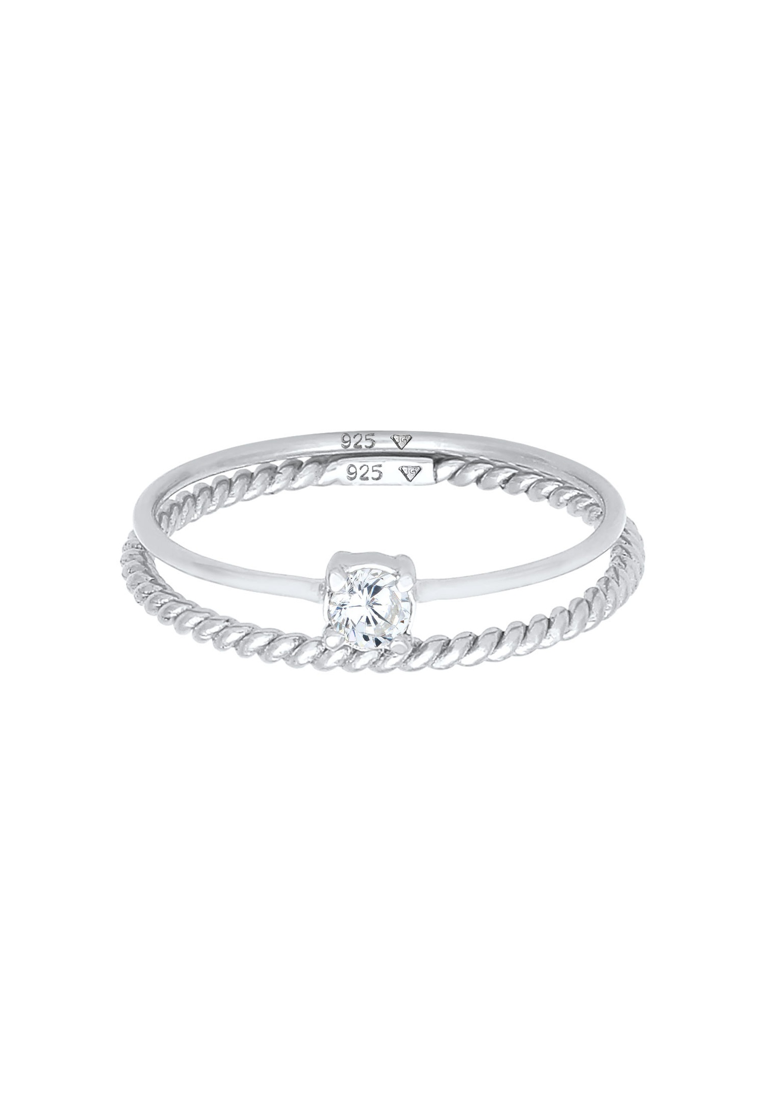 Elli Ensemble de bagues pour femmes Blogger Tordu Trend avec pierre de zirconium en argent sterling 925 plaqué or