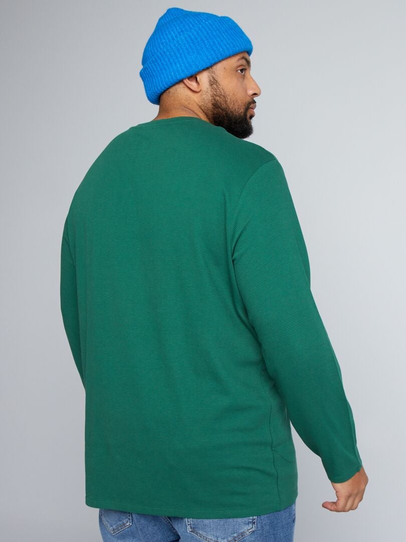 Geribbeld jersey T-shirt - Groen