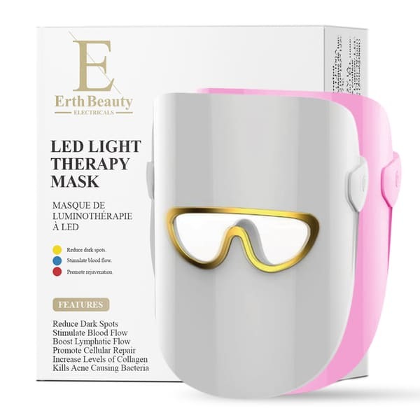 Maska do terapii światłem LED Erth Beauty Electricals, 3 tryby kolorów – różowa