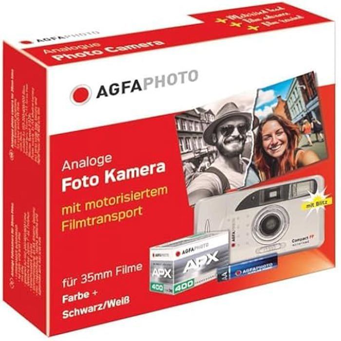 Fotocamera istantanea - AGFAPHOTO - Set compatto FF - Pellicola S/W 400 ASA - Flash integrato