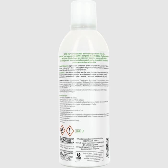 So'Bio Étic Arôma Spray Desinfetante Purificante para Habitat com 21 Óleos Essenciais Orgânicos 300ml