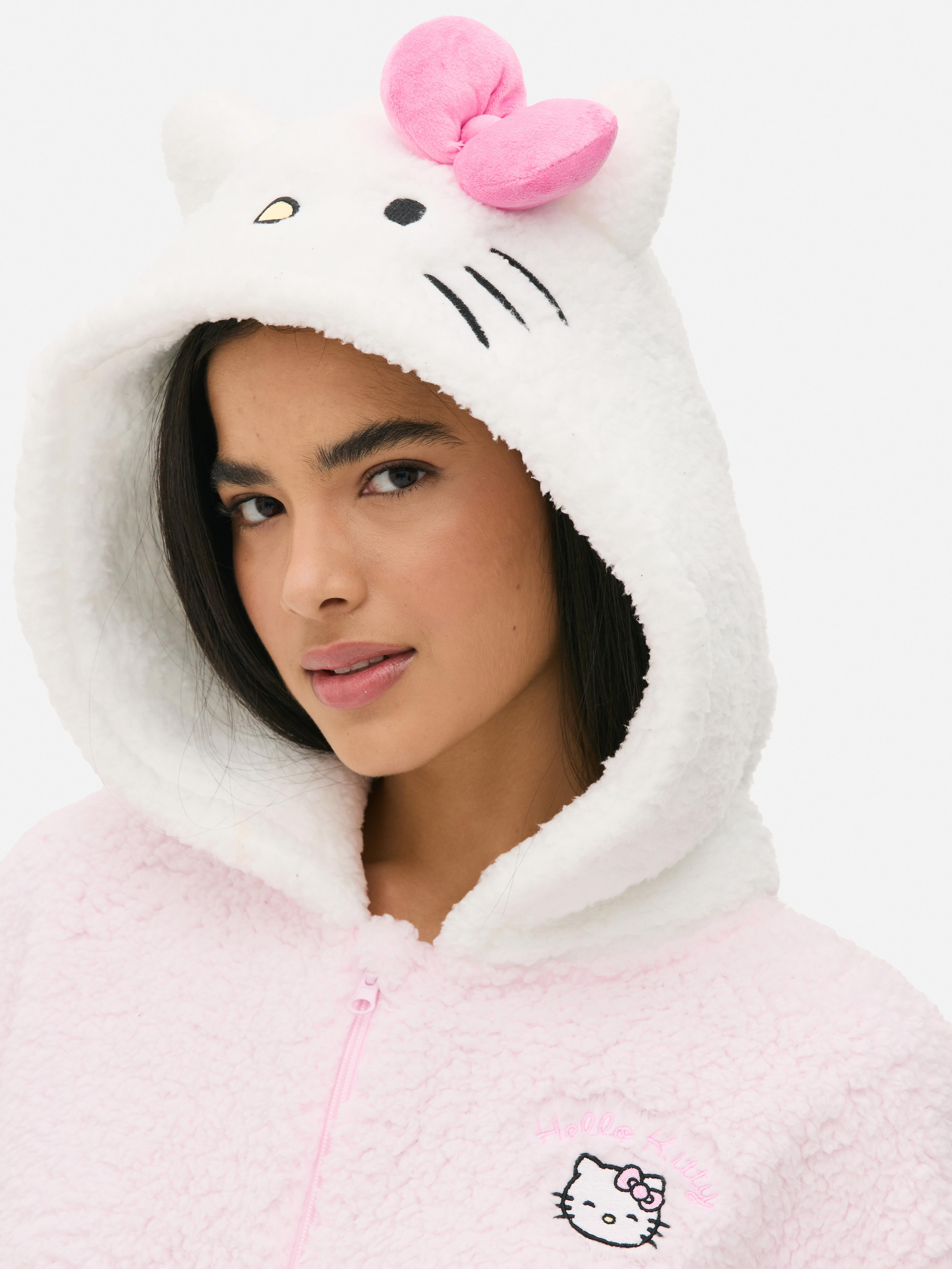 Salopetă Hello Kitty pentru femei Salopetă Hello Kitty cu glugă aplicată, buzunare cu fundă și fermoar