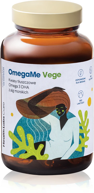 Cápsulas do suplemento alimentar OmegaMe Vege da Health Labs Care para o bom funcionamento do coração e do cérebro.