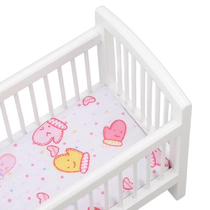 Berço de madeira para bonecas - OMABETA - Cama de bebê para casa de bonecas - Seguro, fofo, colorido e vibrante