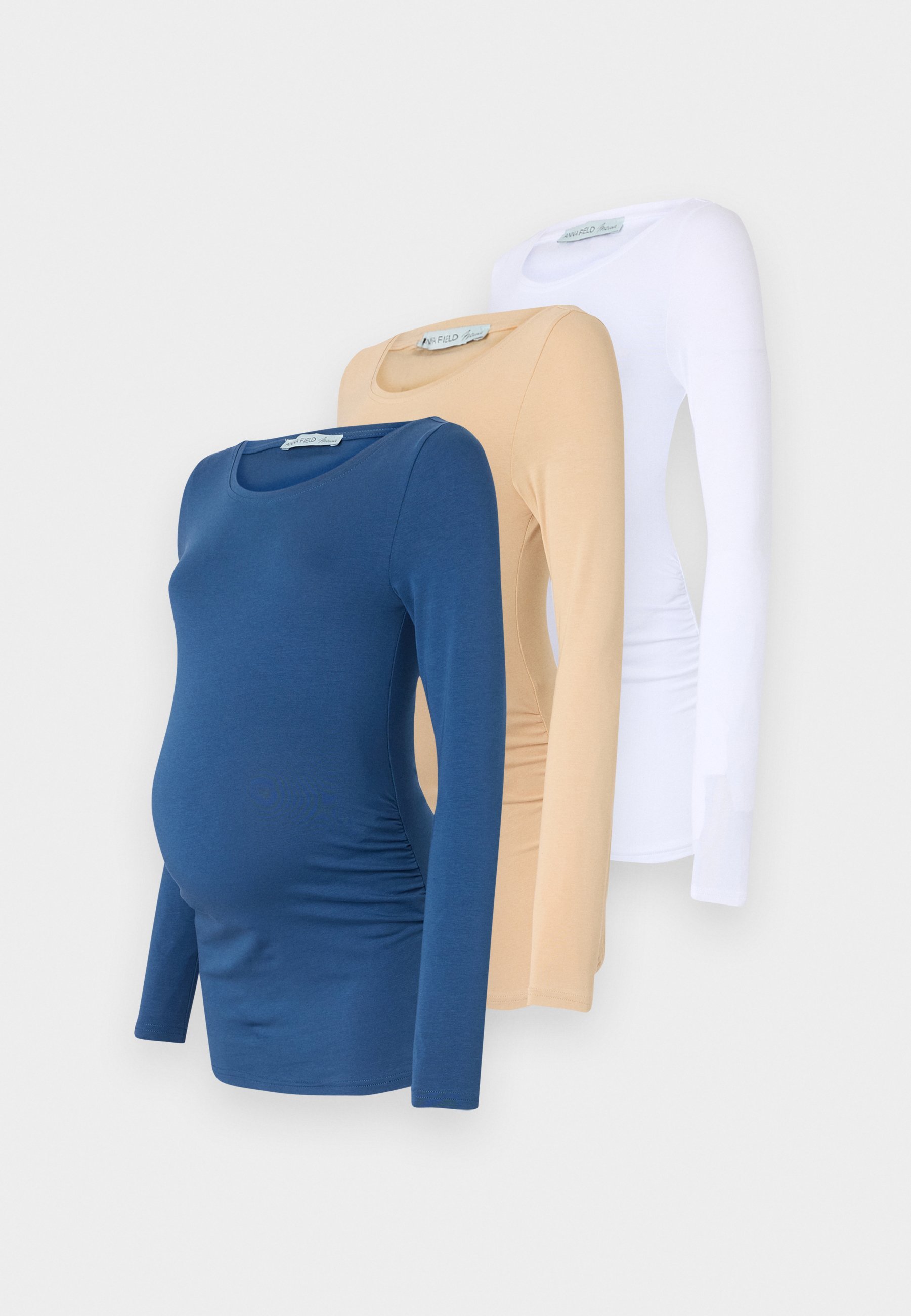 Anna Field MAMA Lot de 3 - Haut à manches longues - blanc/bleu foncé denim/blanc cassé