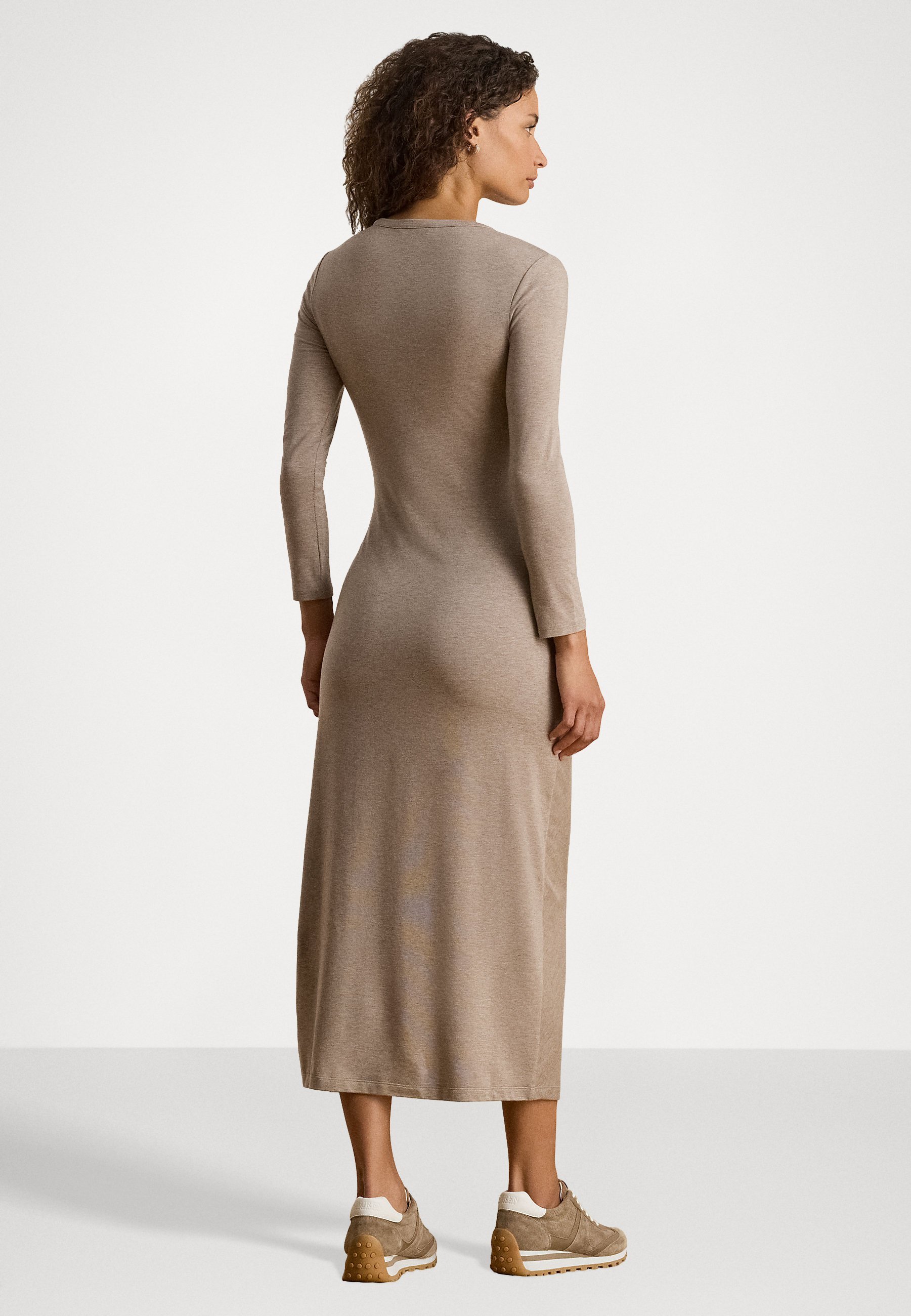 Robe midi Lauren Ralph Lauren en jersey stretch à nouer sur le devant - Robe en jersey - Gris chiné Adirondack