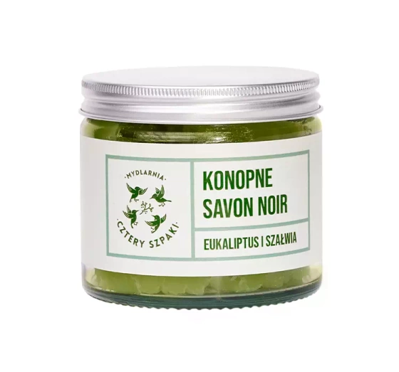 Mydlarnia Cztery Szpaki konopne mydło Savon Noir eukaliptus i szałwia 250g