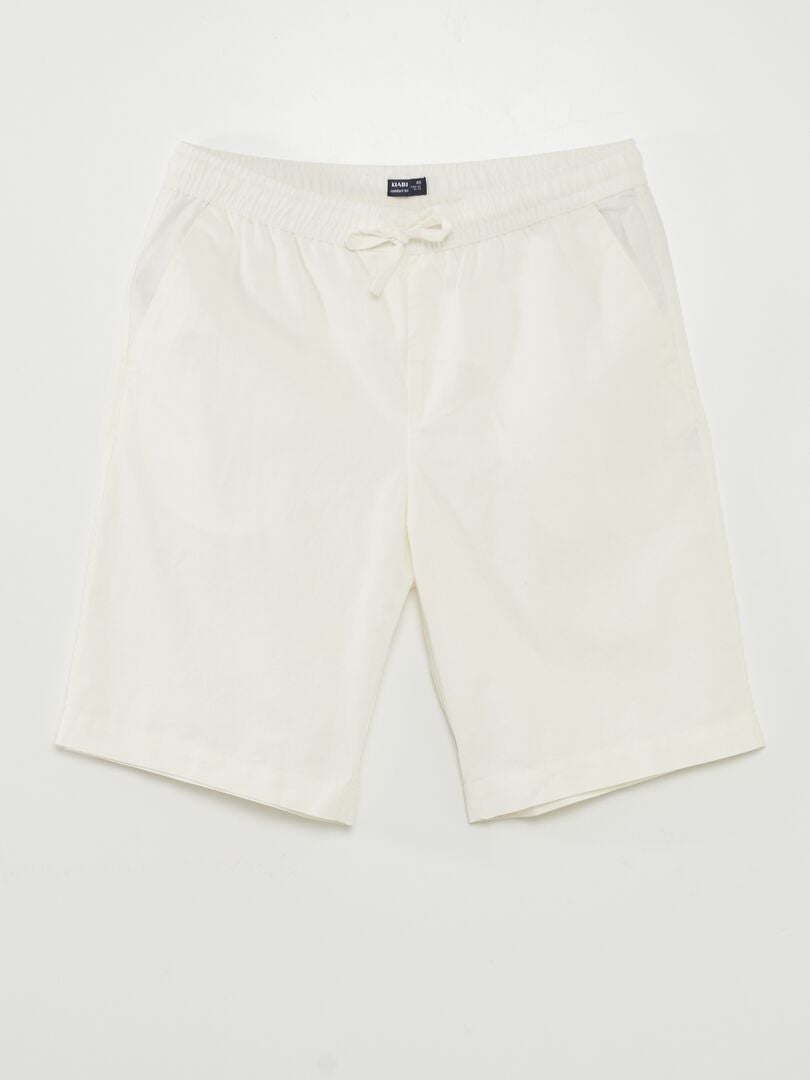 Chino shorts met wijde pijpen en linnen - WIT