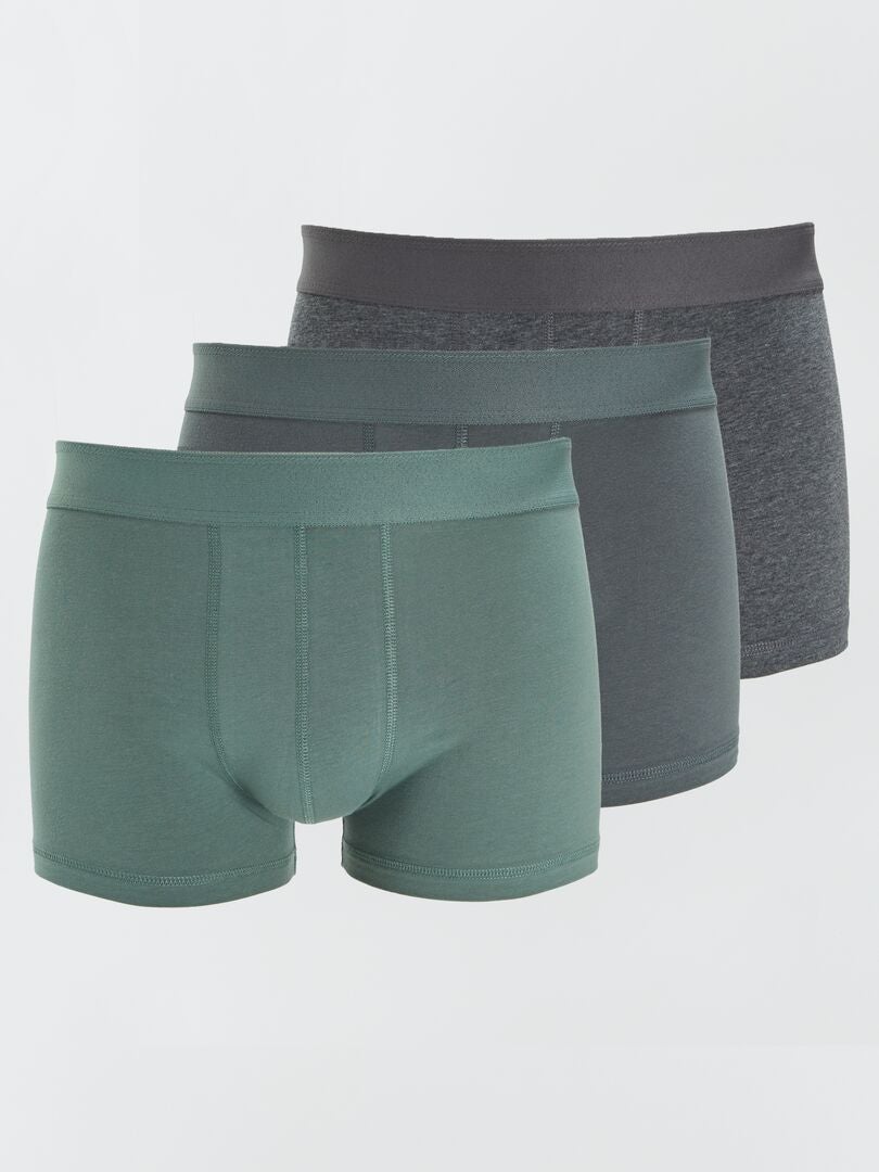 Conjunto de 3 cuecas boxer de cor sólida - VERDE