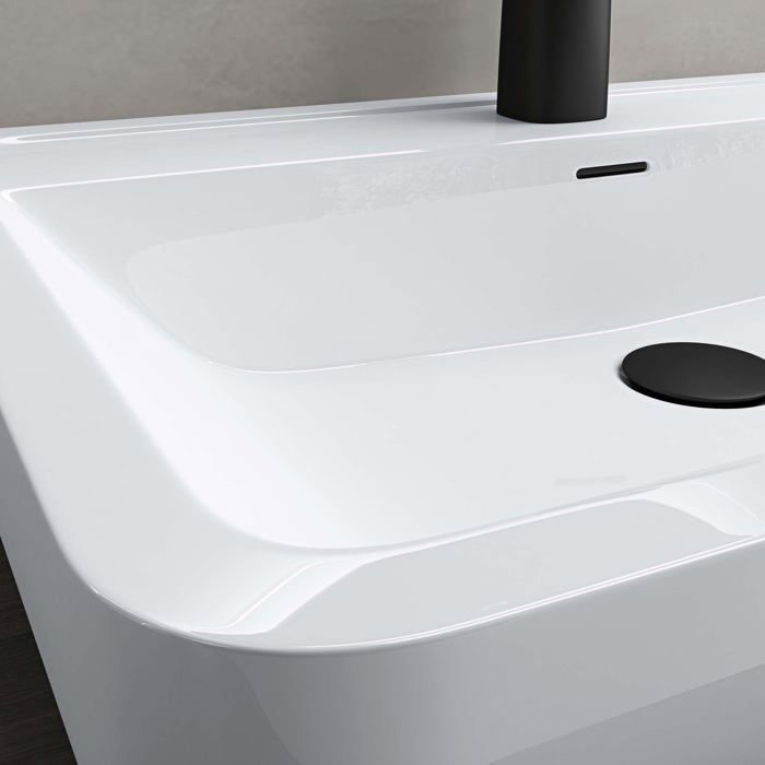 Lavabo empotrado blanco Doporro, lavabo rectangular de hierro fundido mineral para baño, 60x42x13cm, Colossum08