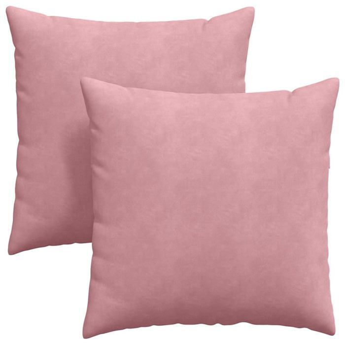 Coussins de canapé en velours - vidaXL - 80x80 cm - Rose - Housses amovibles - Rembourrage polyester - Usage intérieur