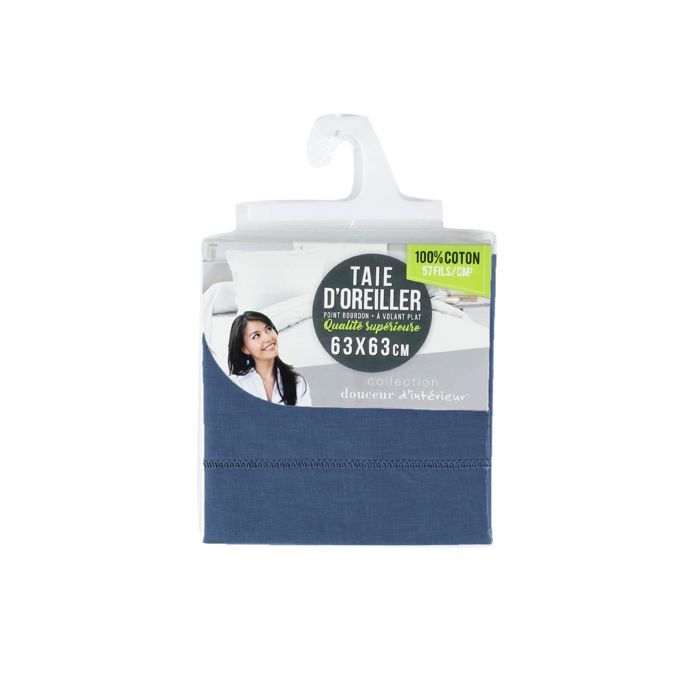 Funda de almohada cuadrada - 63 x 63 cm - 57 hilos - Liso - Azul medianoche