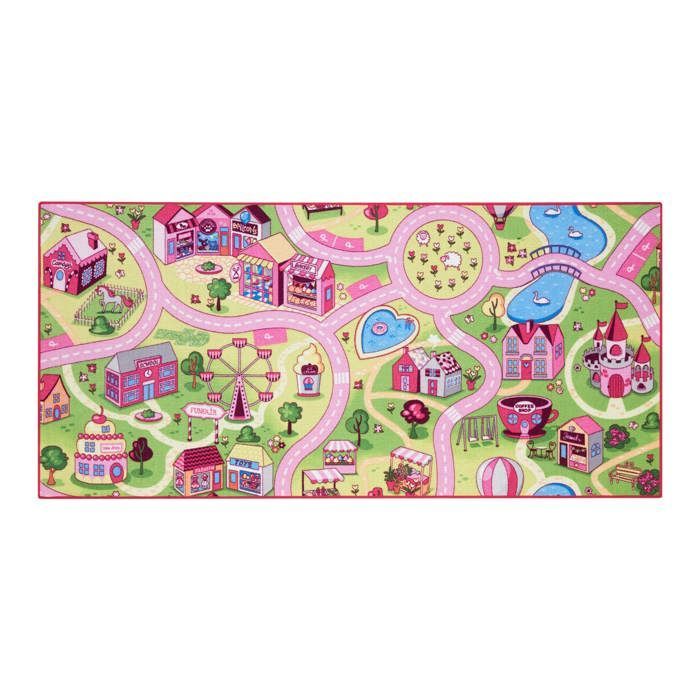 Tappeto gioco per bambini 95x200 cm, Sweet Town - Pista per auto - Lavabile - Antiscivolo - Carpet Studio