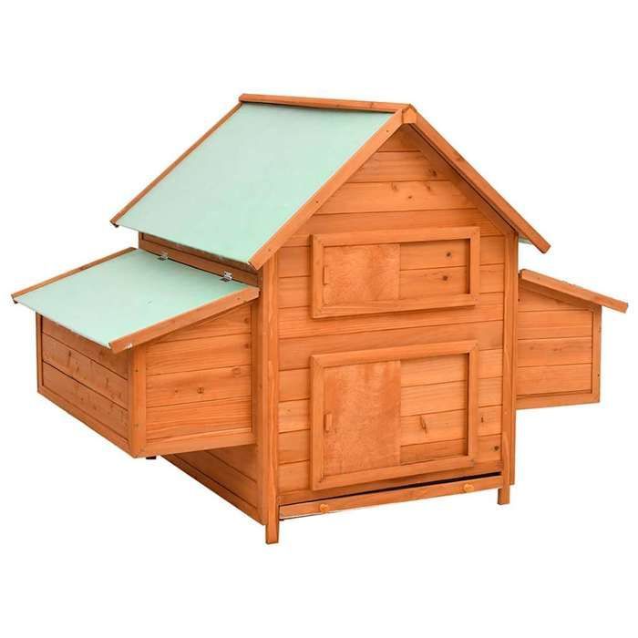 Gallinero vidaXL de 152x96x110 cm, de madera maciza de abeto.