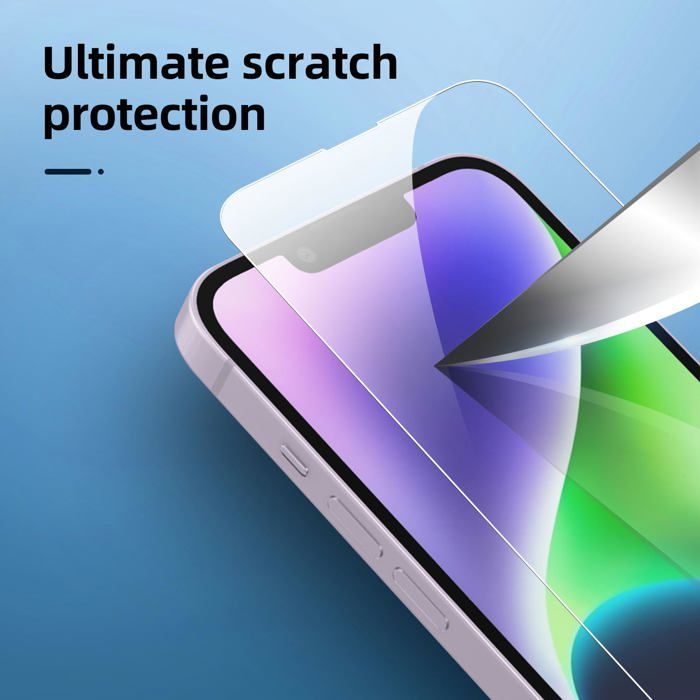 Kit com 6 peças: 3 protetores de tela de vidro temperado para iPhone 14 (6,1 polegadas) e 3 protetores de câmera traseira - Antirriscos - Sem bolhas
