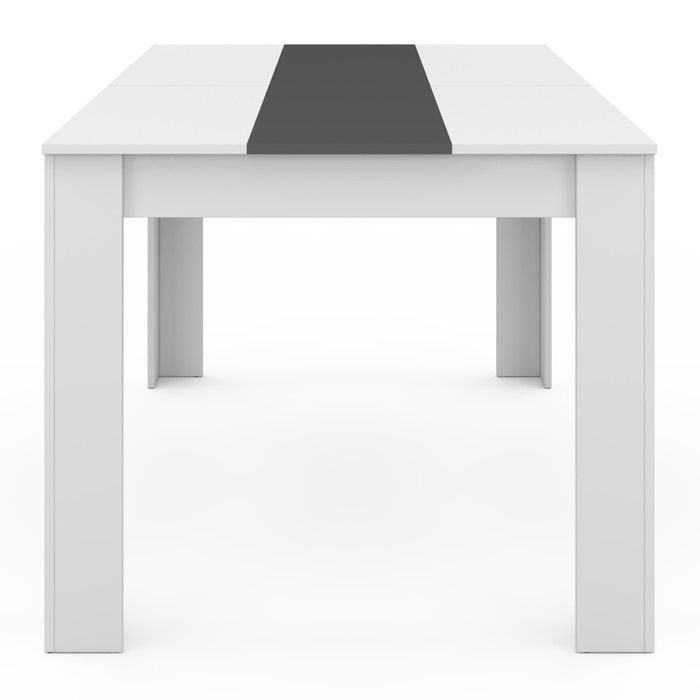 Conjunto de mesa de comedor IDMARKET GEORGIA, 140 cm, blanco y gris, y 6 sillas ROMAE, grises con ribete blanco.