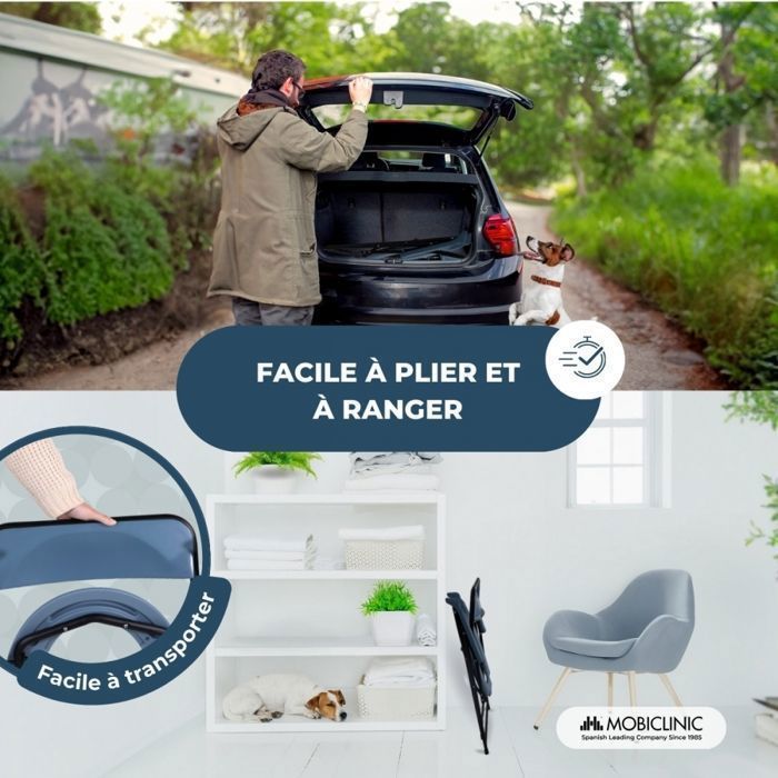 Silla de baño plegable Mobiclinic, altura regulable, asiento ergonómico, reposabrazos acolchados, Timón