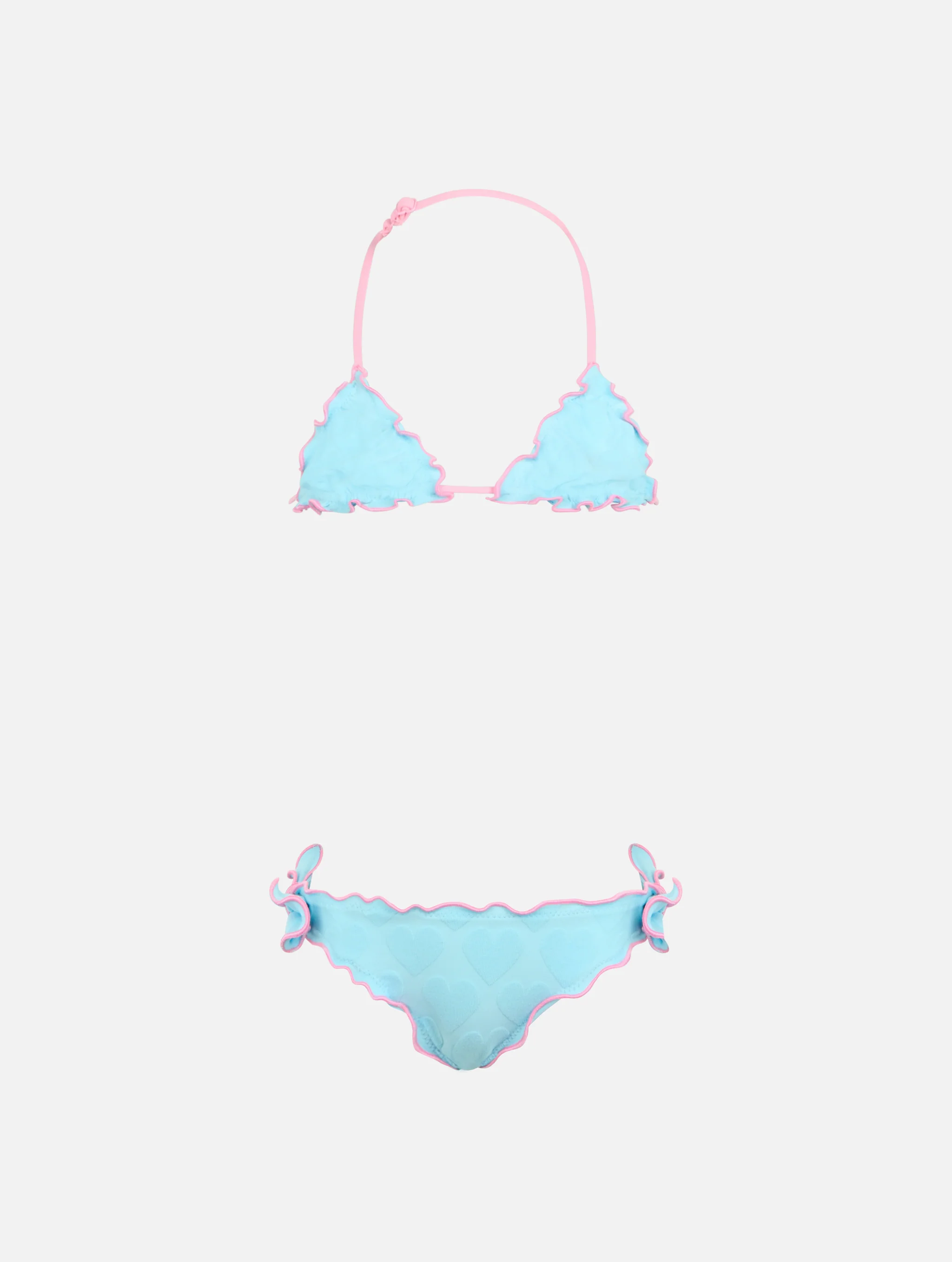 Cris klassieke driehoekige bikini voor meisjes met reliëf hartjesprint