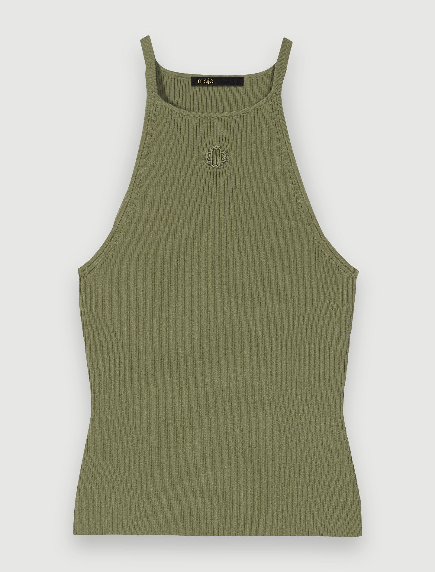 Tricou cu logo brodat - Kaki