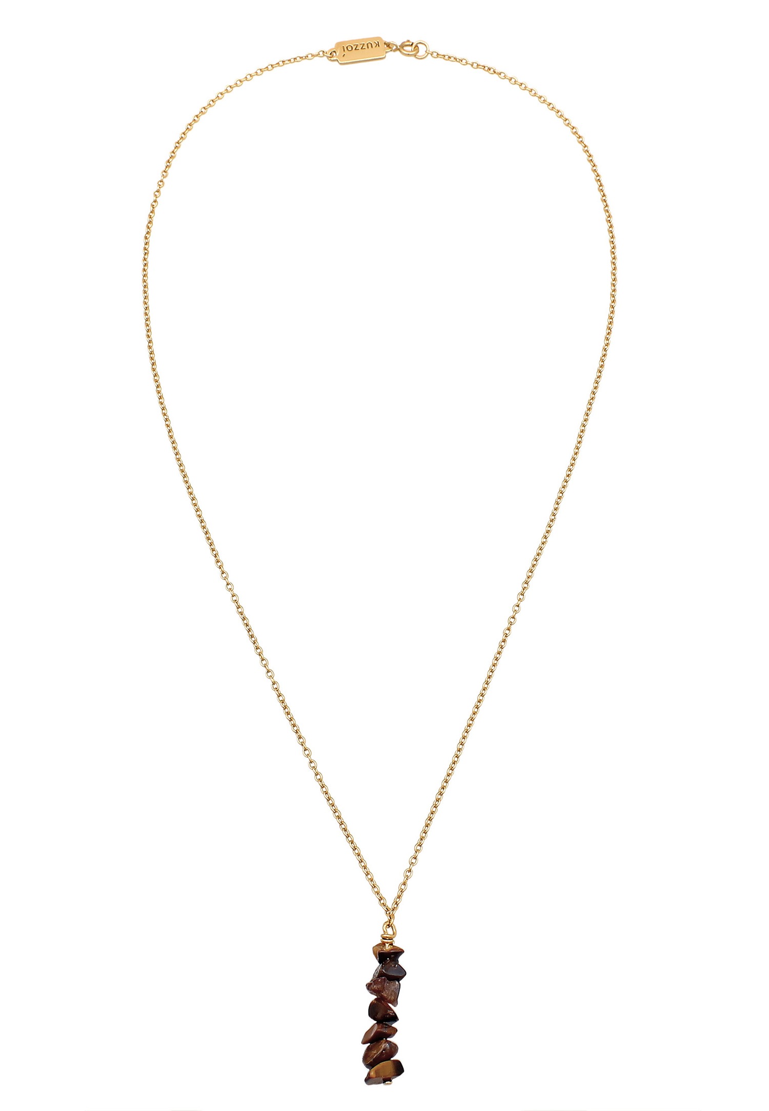 KUZZOI Hommes Pendentif éclat avec pierres précieuses œil de tigre en argent sterling 925