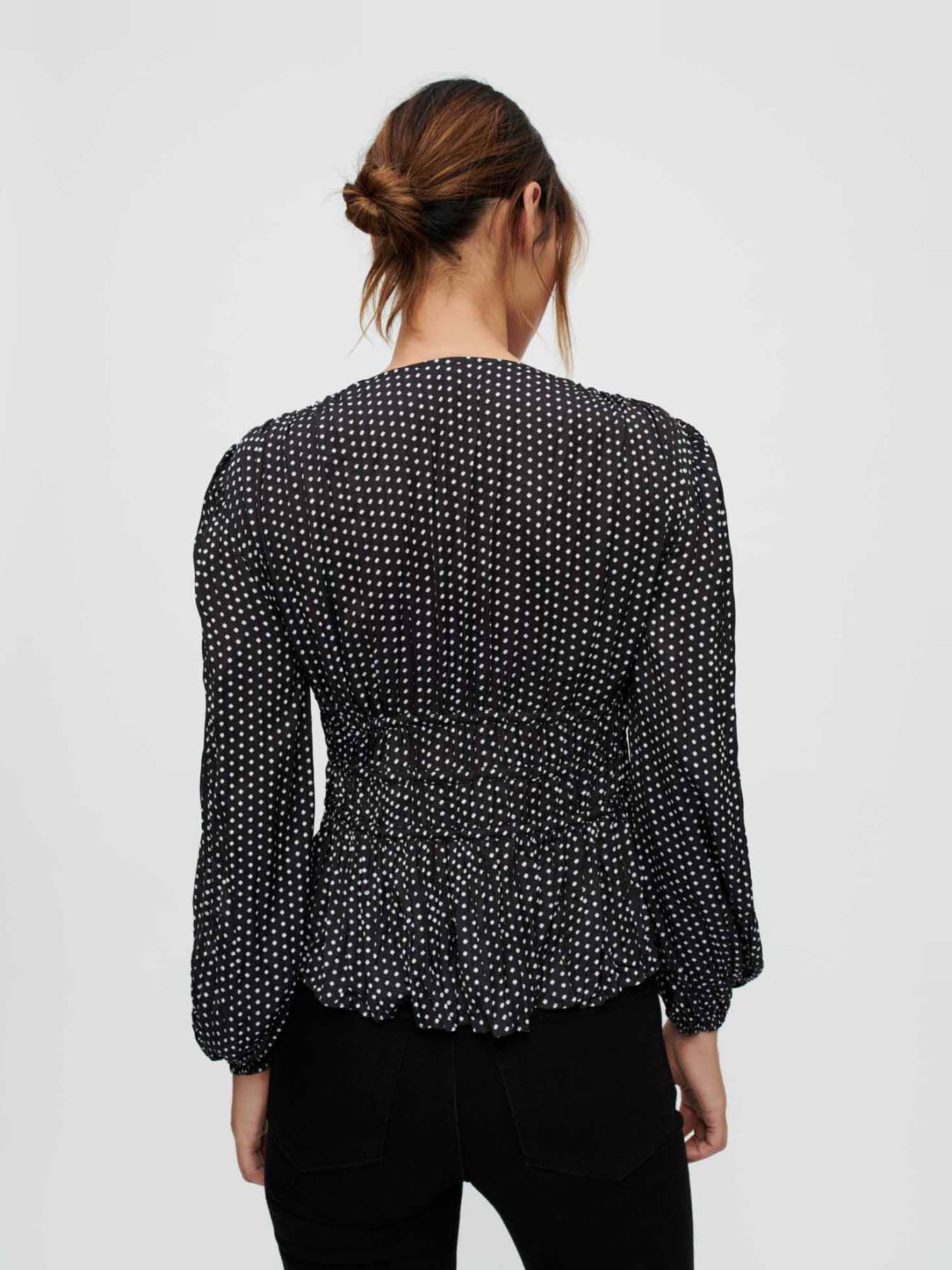 Top din satin cu imprimeu de trifoi și buline Mini Clover-Pois