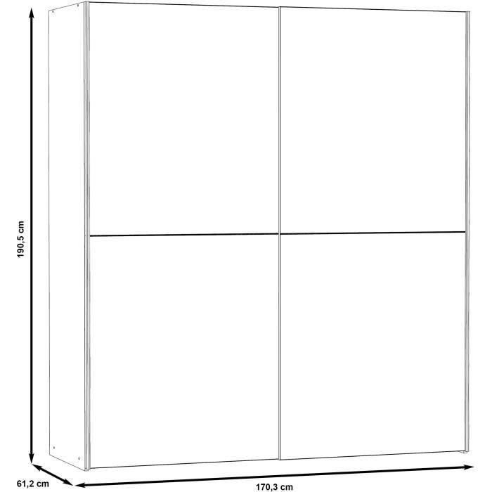 2-türiger Schiebetürenschrank mit Spiegel – Sonoma-Eiche – B 170,3 x T 61,2 x H 190,5 cm – ULOS