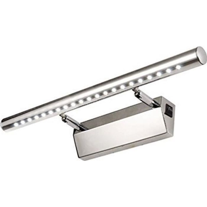 Lightess Lampe pour Miroir Tableau Applique Murale 5W LED avec Interrupteur en Acier inoxydable pour Salle de Bain Miroir - Blanc