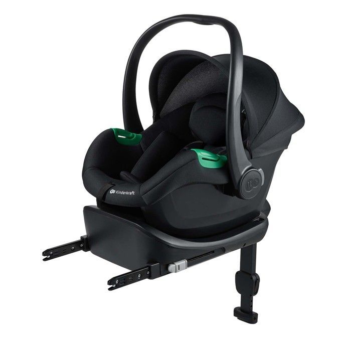 Silla de coche infantil Kinderkraft MINK PRO 2 i-Size (40–87 cm) + base ISOFIX MINK FX 2, H-GUARD+, SPS+, ultraligera (3,2 kg), negra.