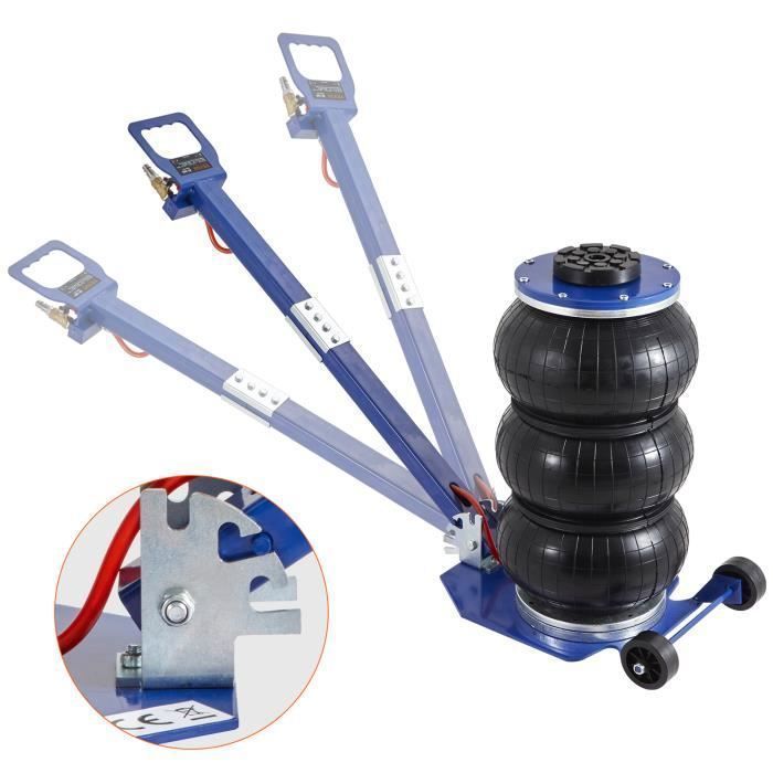 Gato neumático de 3 toneladas - VEVOR - Gato elevador de 3 almohadillas de 14-45 cm para reparación de automóviles - Azul