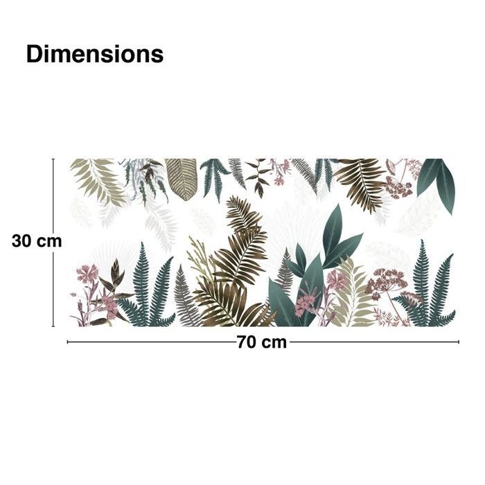 Panel antisalpicaduras adhesivo para baño en PVC con estampado floral verde, 140 x 30 cm (en 2 tiras) - 99DECO