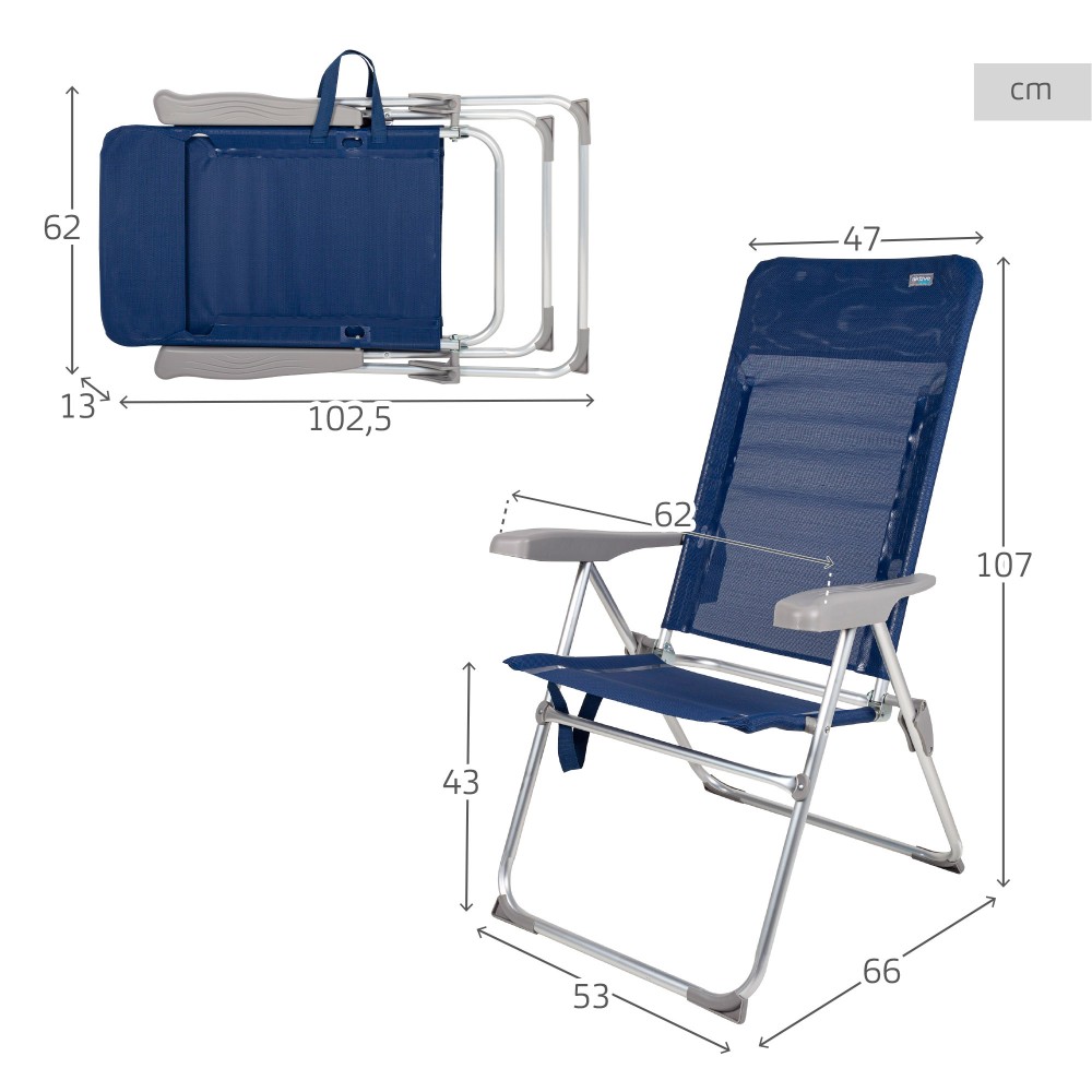 Slim Aktive többpozíciós összecsukható magas strandszék