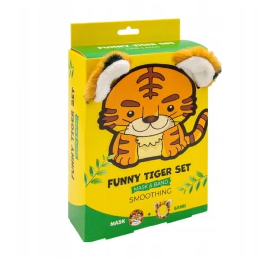 Mond'Sub Funny Tiger Set zestaw do pielęgnacji maska do twarzy w płachcie   opaska kosmetyczna