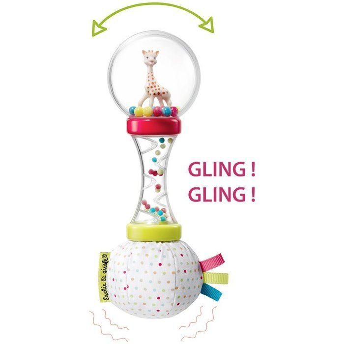 Hochet - SOPHIE LA GIRAFE - Soft Maracas - Billes à agiter - Textile doux - Poignée avec billes