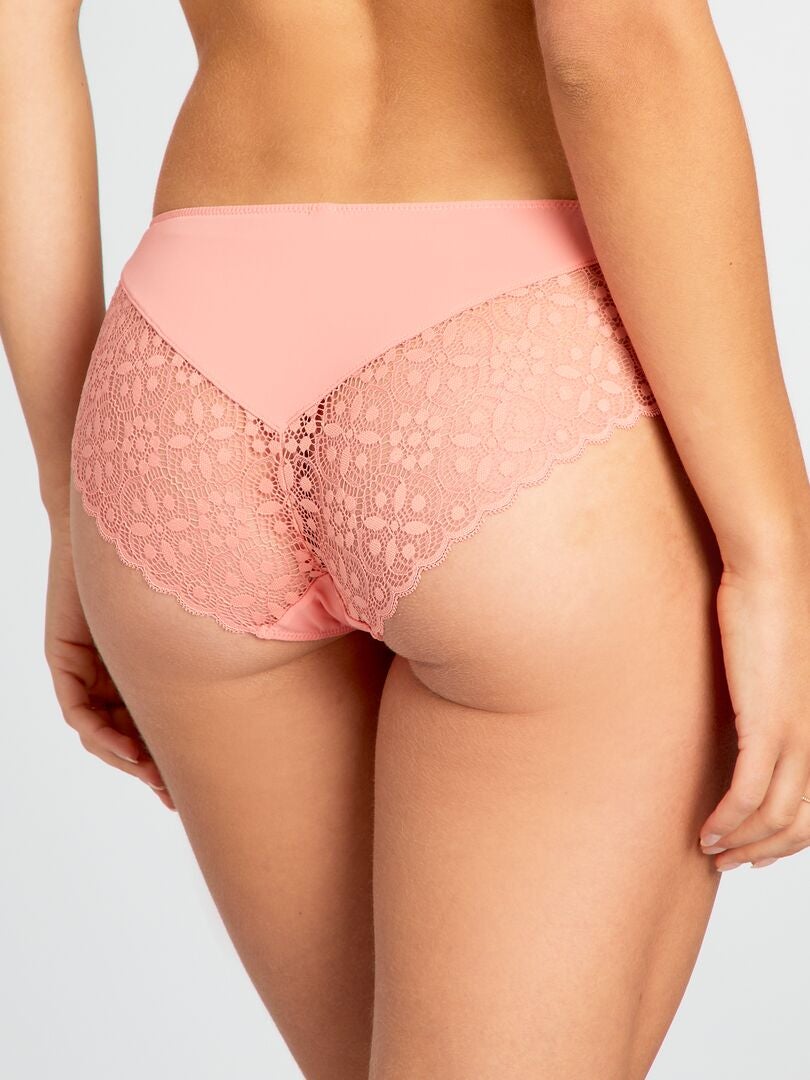 Calcinha de microfibra e renda - ROSA