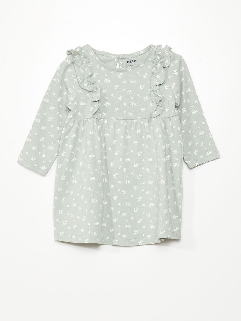 Vestido evasê com estampa floral - VERDE