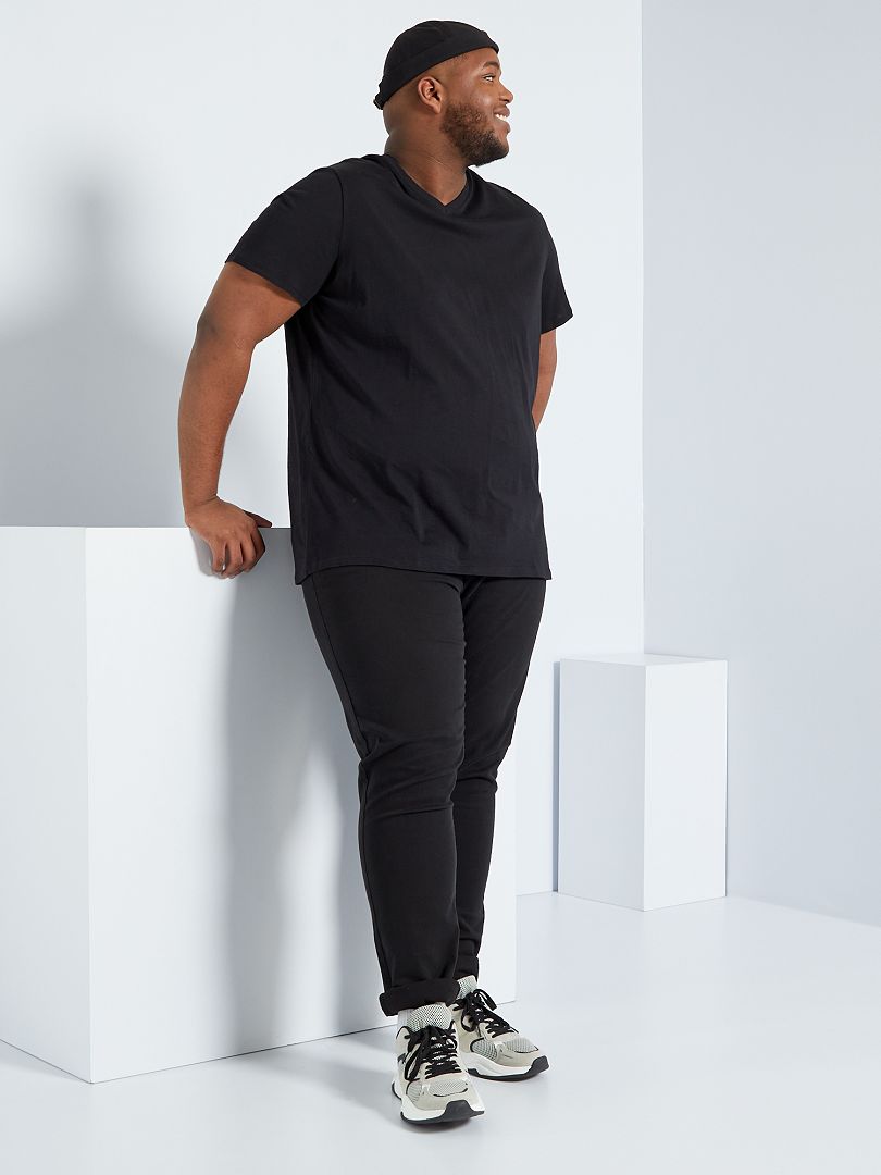 T-shirt met V-hals - Zwart