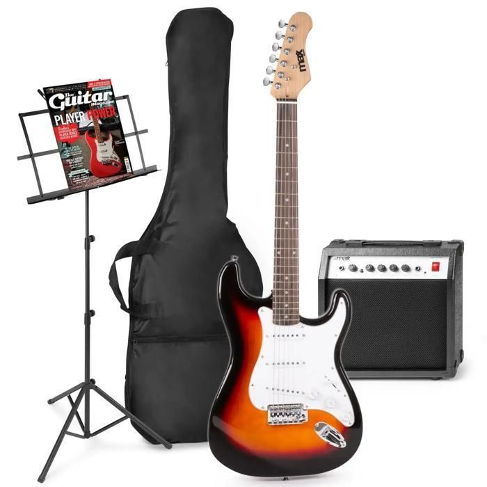 MAX GigKit Elgitarsett - Sunburst - Ideell for nybegynnere - 40W forsterker
