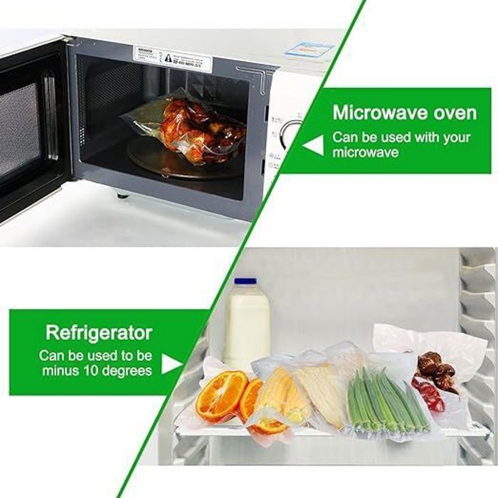 Bolsas para envasar al vacío alimentos - Rollo de film para envasar al vacío alimentos - Paquetes de 6 unidades de 28x500cm y 20x500cm - para conservar alimentos
