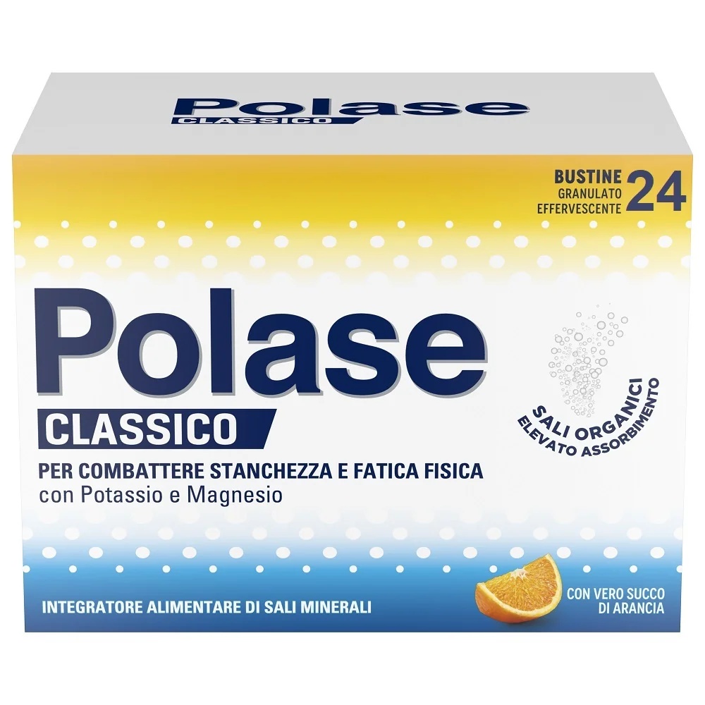 POLASE Polase Clásico Sabor Naranja 24 Sobres Efervescentes Suplemento Dietético con Magnesio y Potasio