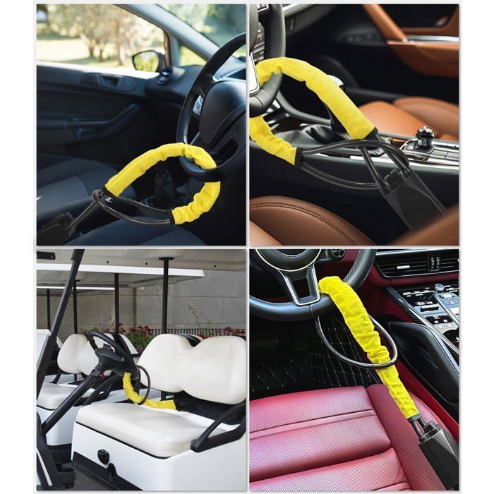 Bloqueo de volante para coche, sistema antirrobo para seguridad automotriz, bloqueo universal de acero inoxidable para volante con 3 llaves.
