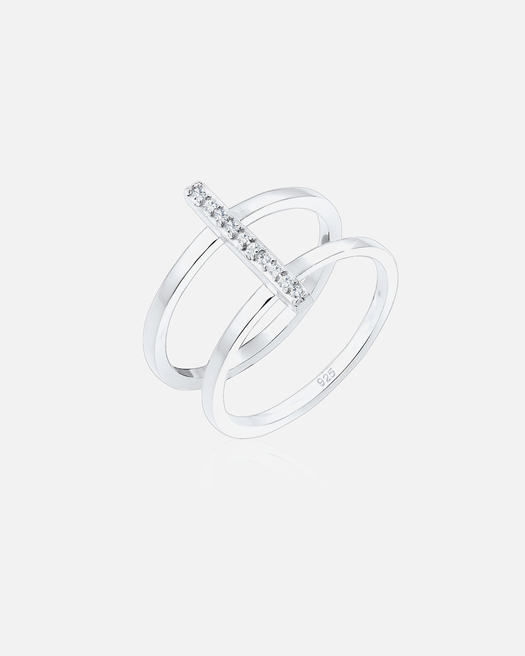 Elli Géo Minimal Filigree Bague Femme (925/1000) Argent Cristal