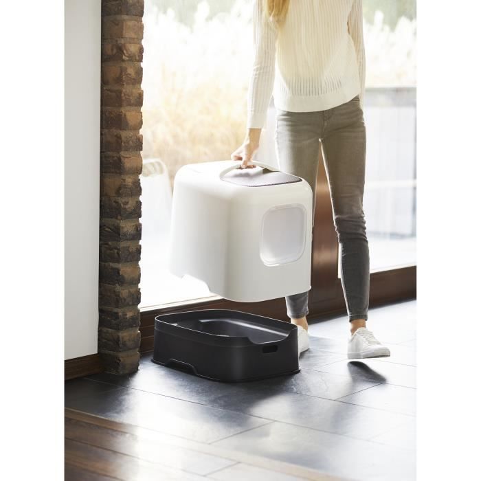 ROTHO - Cat litter box 51 x 39 x 40 cm - Litter tray - Mistletoe White
