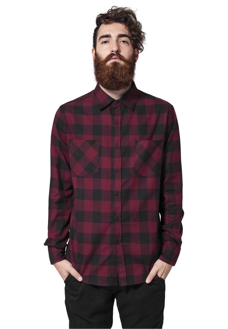 Urban Classics geruit - Shirt - zwart/bordeauxrood