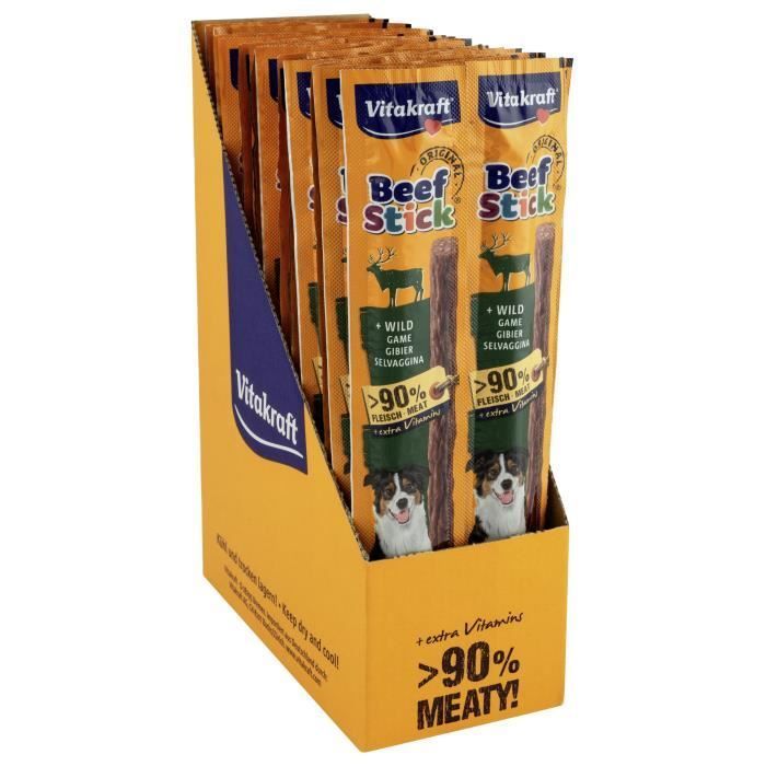 VITAKRAFT Snack per cani a base di carne di manzo - Confezione da 50 bustine - Bastoncini da 12 g