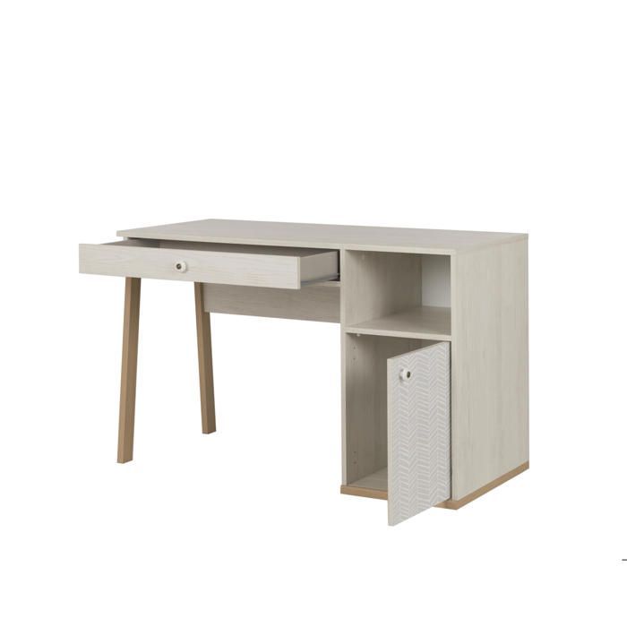 Escritorio con 1 puerta y 1 cajón - Charme - ALIKA - Blanco - Hecho en Francia