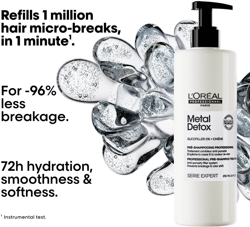 L'Oréal Professionnel Serie Expert Metal Detox, vyživujúca predohra k starostlivosti o farbené a poškodené vlasy.