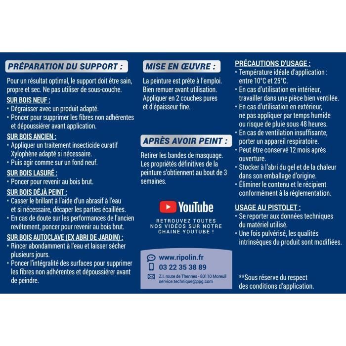 Tinta para madeira RIPOLIN para interiores e exteriores - Marfim acetinado - 2,5 L