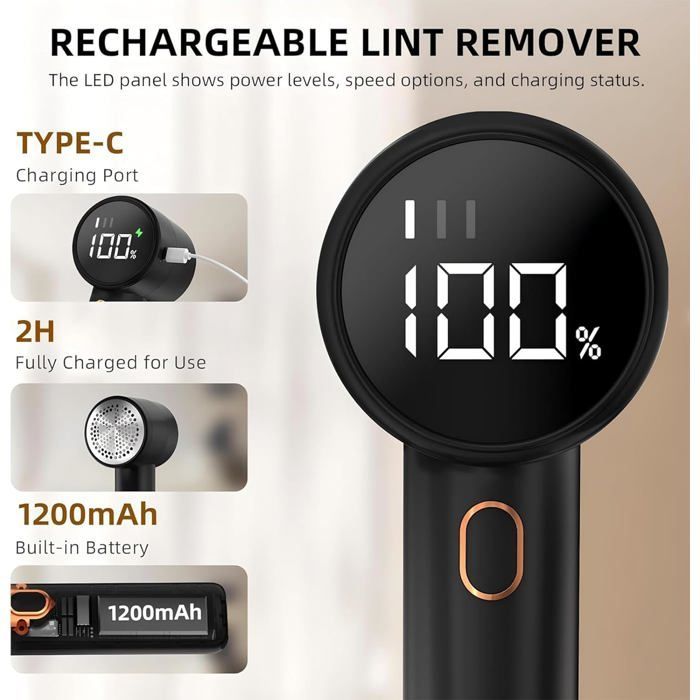 Rasoir Anti Bouloche Électrique,Rechargeable Câble Type-C,Tête à 6 Lames Fraise à Peluches pour Vêtements Canapés Couverture